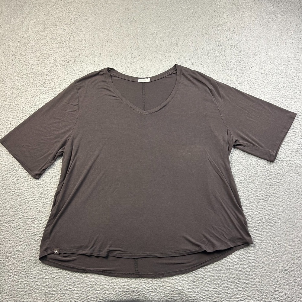Barefoot Dreams Womens Malibu Collection V-Neck Tee Brown Modal Tee Size 3X